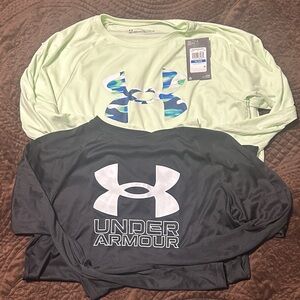 Under Armour Kids' Mint and Black Long Sleeve Tees